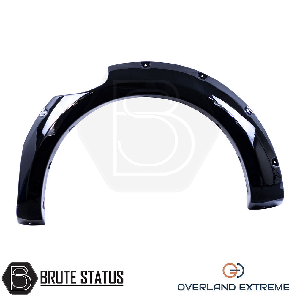 Ford Ranger 2012-2022 Gloss Black Wide Arch Kit, Overland Extreme Riveted Style, shown in a sleek, durable design for enhanced vehicle customization.