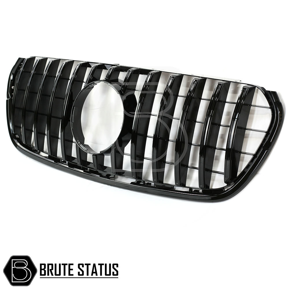 Mercedes X-Class AMG Panamerica Style Front Grille, all black, features a sleek circular center design, perfect for enhancing your truck's appearance.