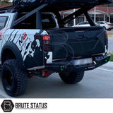 Fiat Fullback 2015-2019 Full Tailgate Cladding Cover/Protector in matte black, shown installed on a parked truck, highlighting its durable ABS plastic construction.