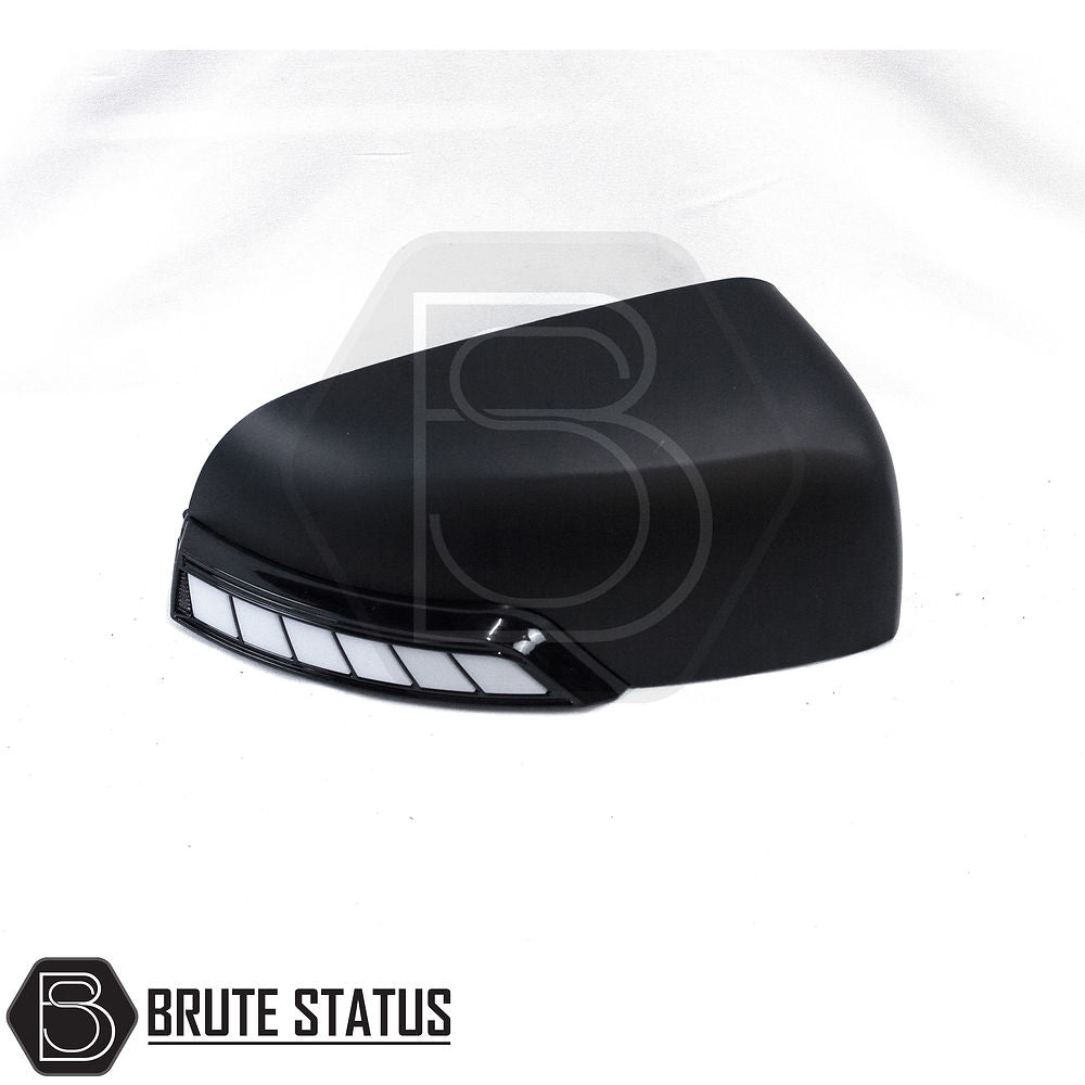 Ford Ranger 2012-2022 LED Wing Mirror Covers with Dynamic Indicators, featuring high-quality ABS plastic and sweeping LED indicators, enhance your truck's appearance.