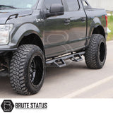 Isuzu D-Max 2021+ Heavy Duty T32 Steel Side Steps, shown on a black truck with large tires, offering robust side protection and easy mounting.