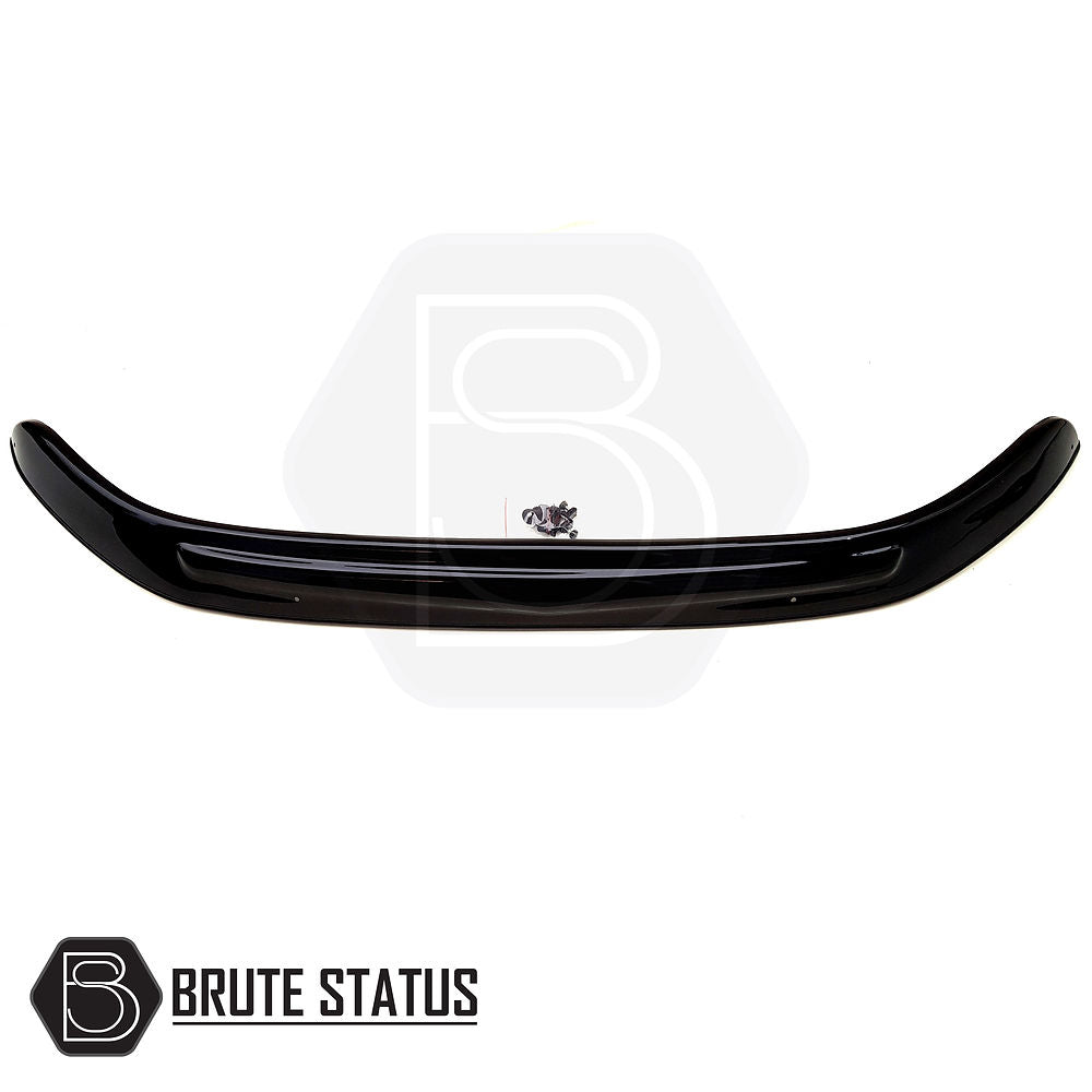 Ford Ranger 2011-15 T6 Bonnet Guard Stone Deflector/Protector Black, featuring a sleek design with logo, enhancing style while protecting against bugs and stones.