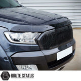 Ford Ranger 2015-2022 T7 T8 Slim Style Bonnet Guard, sleek black design, protects hood from debris, enhancing vehicle's rugged appeal with easy installation.