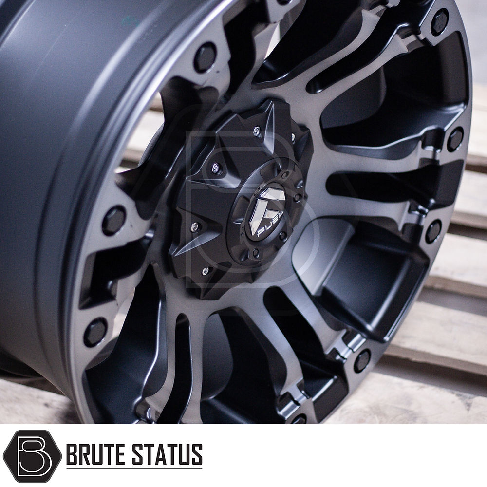 Close-up of Fuel Vapor Wheels in Matte Black, featuring a 20x9 size, 6x139.7 PCD, and ET2 offset, ideal for pick-up truck customization.