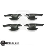 Ford Ranger 2012-2022 Matt Black Door Handle Inserts, set of 4, designed for quick installation with 3M adhesive, suitable for enhancing truck aesthetics.