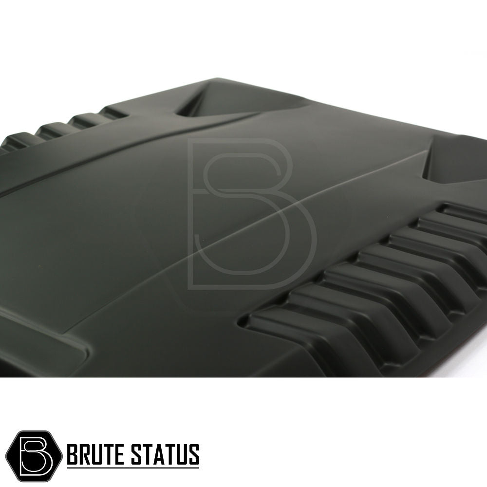 Ford Ranger 2012-2015 Raptor Style Bonnet Scoop, black plastic, designed for easy installation over washer jets, enhancing vehicle appearance.