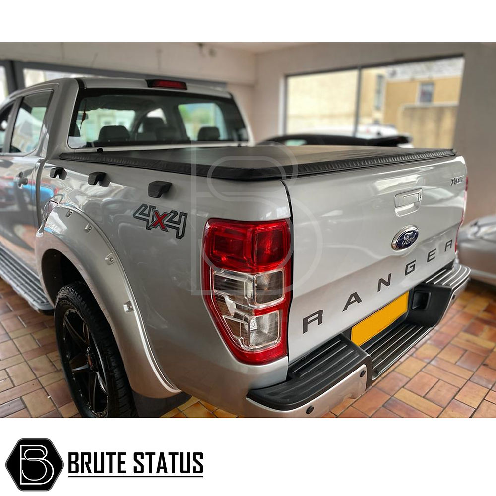 Tonneau Cover for Ford Ranger 2012-2022 Double Cab, showcased on a white truck, highlighting the durable, aerodynamic design and premium materials.