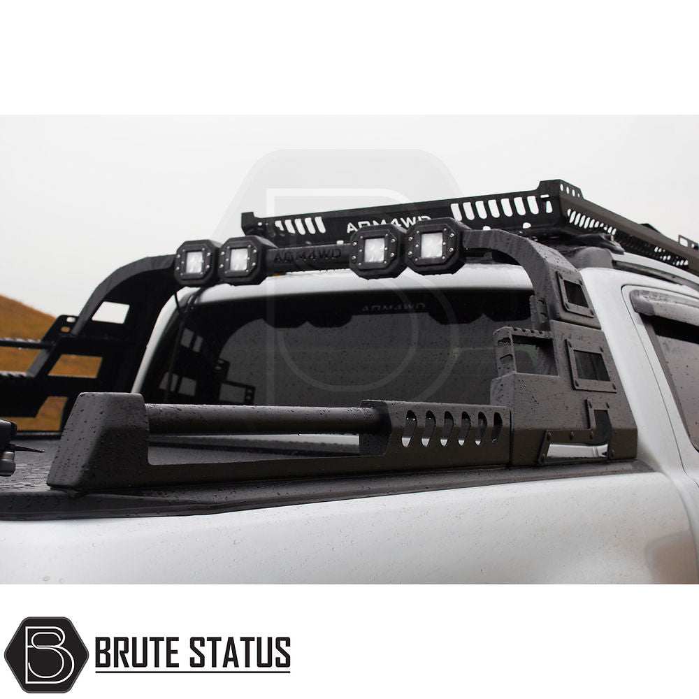 Volkswagen Amarok 2010-2022 X10 Combat Roll Bar with LED Lights, featuring a robust design, matte black finish, and heavy-duty construction, enhancing your truck's aggressive look.