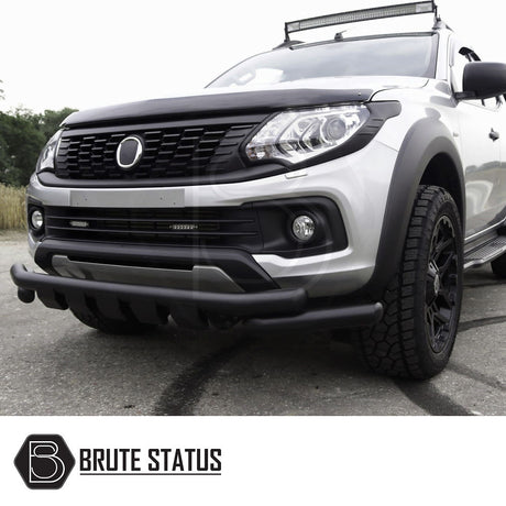 Fiat Fullback 2015-2019 Headlight Covers Matte Black, enhancing the vehicle's front with an aggressive look, featuring easy installation and high-quality ABS construction.