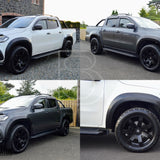 Mercedes X-Class 2017-2020 Wide Arch Kit (Smooth Style) shown on a black truck, highlighting stylish wide arches for enhanced design and durability.