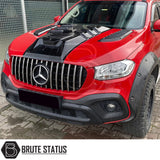 Mercedes X-Class 2017-2020 Bonnet Scoop on a red truck, showcasing the sleek design and durable ABS material, perfect for customization and enhanced vehicle aesthetic.