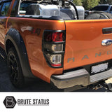 Ford Ranger 2011-15 T6 matte black head and tail light covers, designed for easy installation with included adhesive, enhancing vehicle individuality.