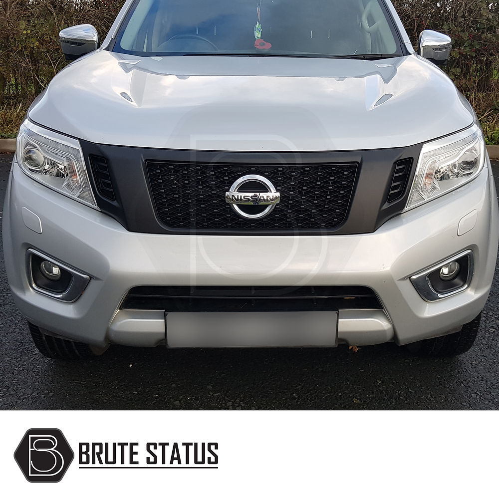 Nissan Navara NP300 2015-2022 Front Grille Matt Black Nismo Style, close-up of grille showcasing its sleek, transformative design ideal for customization.