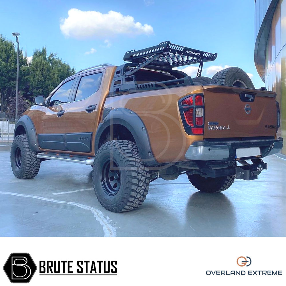 Nissan Navara NP300 2016+ Wide Arch Kit (Overland Extreme) featuring durable ABS plastic, precision fit, and UV-resistant matt black finish, enhancing vehicle appearance.