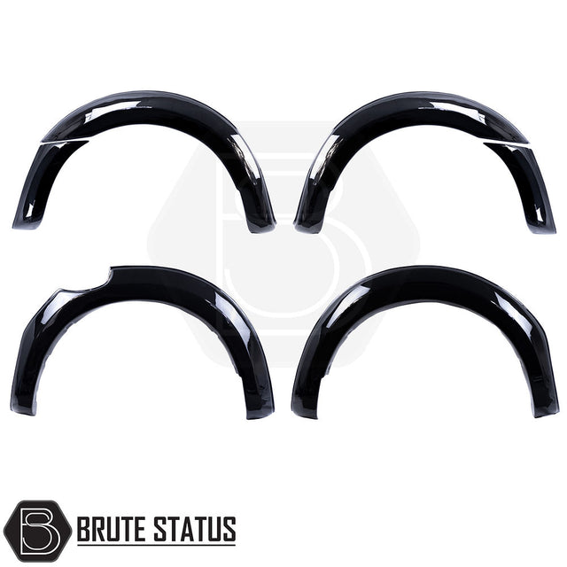 Ford Ranger 2012-2022 Wide Arch Kit (Smooth Style) Gloss Black, featuring a sleek, curved design made from durable ABS plastic, suitable for double cab models.