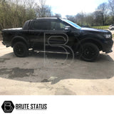 Ford Ranger 2015-2022 T7 T8 Wide Arch Kit - Slim Style, shown on a black truck, enhancing its rugged appearance with sleek fender flares.