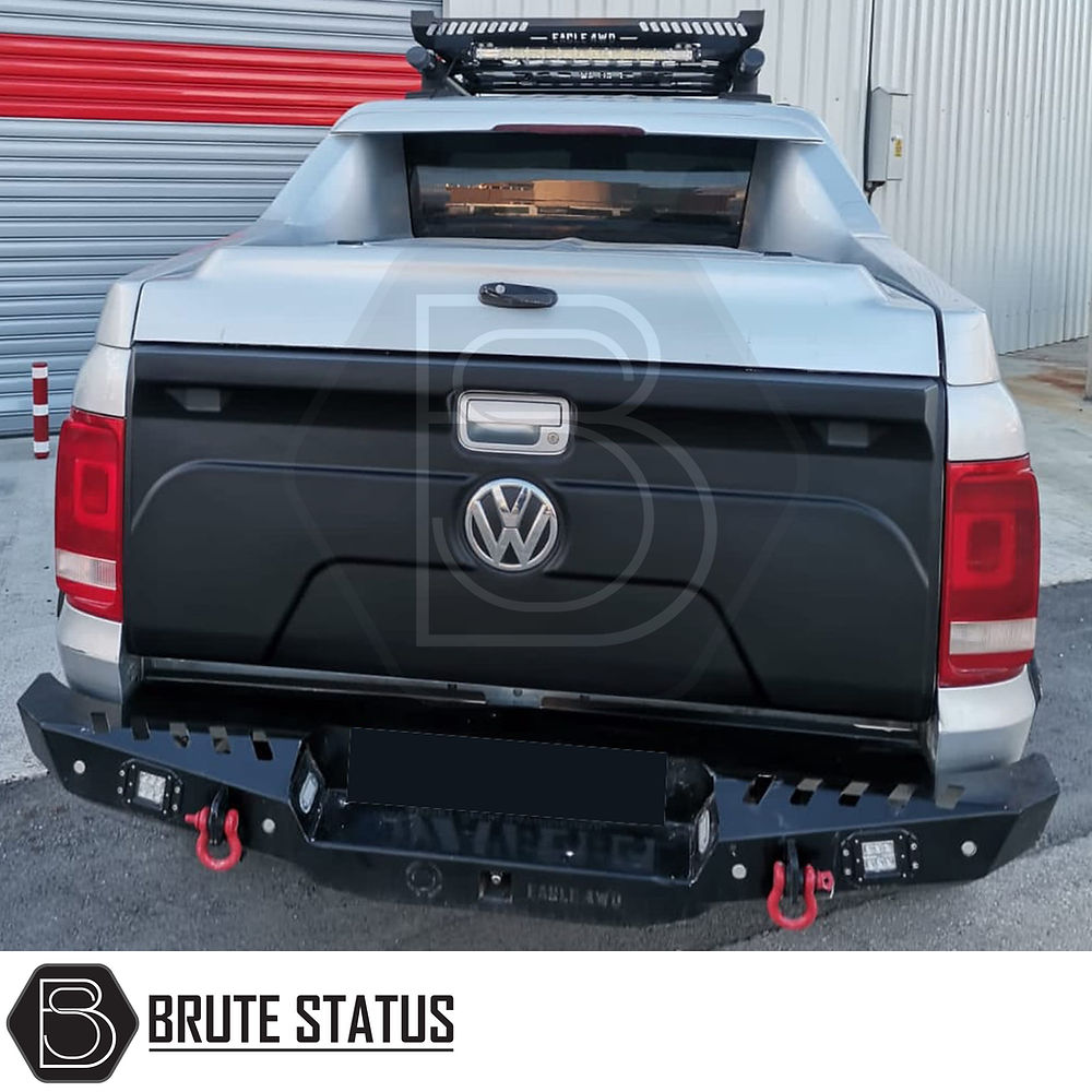 Volkswagen Amarok 2010-2022 Full Tailgate Cladding Cover in matte black, showing durable ABS plastic for protection, enhancing truck appearance with easy installation.