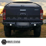 Ford Ranger 2012-2022 Rear Bumper Matt Black, featuring knock-out holes for sensors and integrated lights, enhances style while reducing rear impact damage.