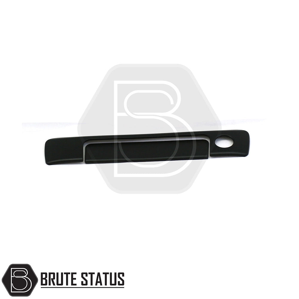 Ford Ranger 2012-2022 Rear Handle - Matt Black, featuring a black handle with white lettering, designed for easy installation using high-quality ABS plastic and 3M adhesive.