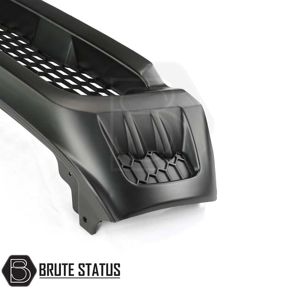 Toyota Hilux 2016-2020 Matt Black Grille, featuring a sleek design with holes, made from high-quality ABS plastic for easy installation without drilling.