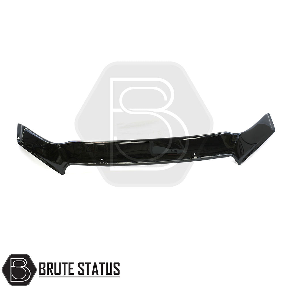 Isuzu D-Max 2021+ Bonnet Guard Stone Deflector/Protector, a durable black acrylic guard designed to protect against bugs and stones, enhancing vehicle individuality.