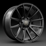 Hawke Wheels Hekla alloy wheel, matt black finish, features a sleek black rim designed for pickup truck customization, emphasizing individual style and performance.