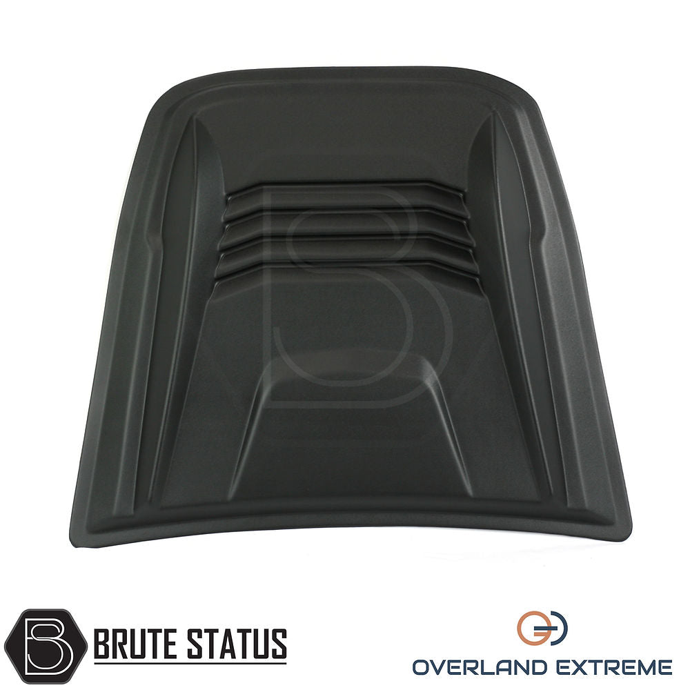 SsangYong Musso Overland Extreme Bonnet Scoop in durable ABS plastic, featuring a sleek design for easy, adhesive-based installation on truck hoods.