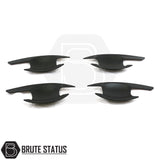 Mitsubishi L200 Series 5 2015-2019 matt black door handle inserts, set of four, made from high-quality ABS plastic, designed for easy installation with 3M adhesive.