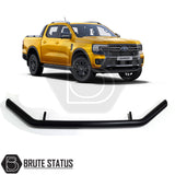 Ford Ranger T9 2023+ City Bar (Nudge Bar) in matt black attached to a yellow pickup truck, enhancing bumper protection and style.