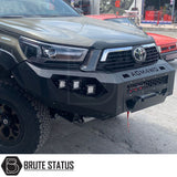 Toyota Hilux 2015-2020 Heavy Duty Winch Front Bumper with LED lights, designed for enhanced towing and customization.