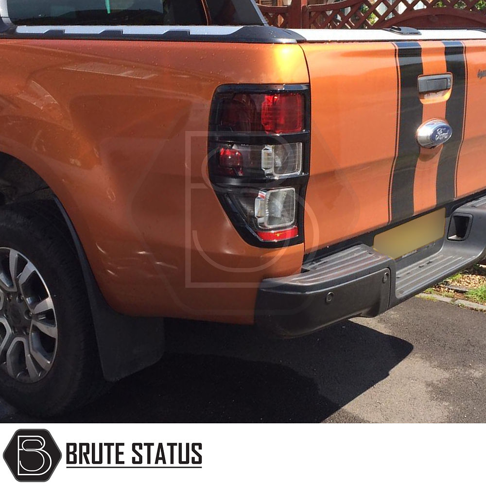 Ford Ranger 2015-2022 T7 T8 Head Light & Tail Light Package Gloss Black, featuring easy-fit ABS plastic covers with adhesive tape, enhancing vehicle style and individuality.