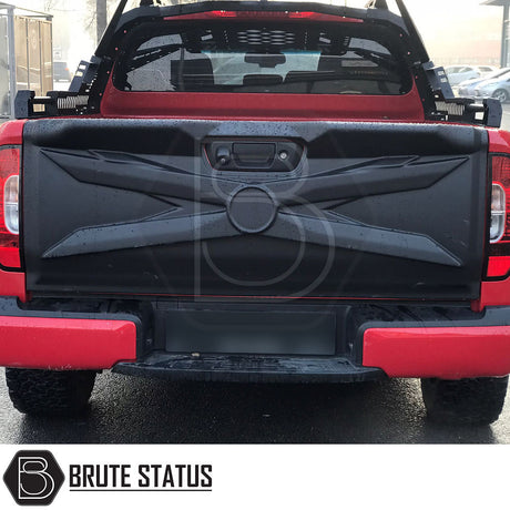 Mercedes X-Class 2017-2020 Full Tailgate Cladding Cover/Protector in matte black, showcasing durable ABS plastic for enhanced tailgate protection, ready for easy installation.