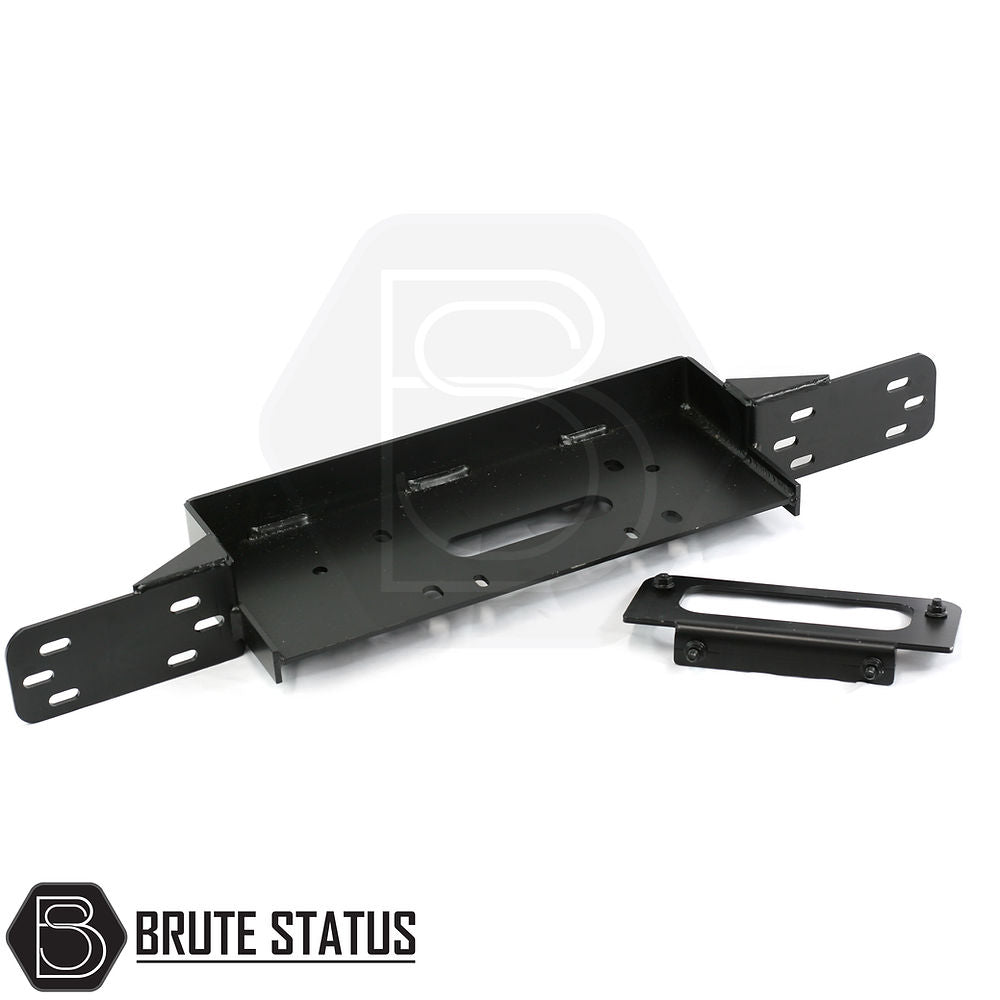 Ford Ranger 2012-2015 Front Bumper Winch Bracket Mounting Plate, featuring a sturdy black metal frame with screws, designed for easy installation and durability.