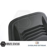 SsangYong Musso Overland Extreme Bonnet Scoop: black ABS plastic, textured finish, enhances truck look, easy adhesive installation, part of Brute Status aftermarket accessories.