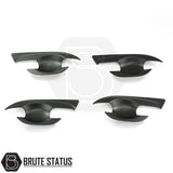 Nissan Navara NP300 2015-2022 Matt Black Door Handle Inserts, set of 4, featuring easy installation with high quality ABS plastic and 3M adhesive.