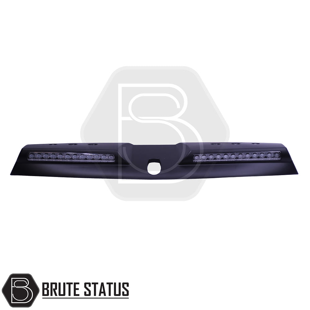 Ford Ranger 2012-2022 Roof Spoiler with LED Lights - Style 2, featuring a sleek black design and integrated lights, perfect for enhancing your truck's appearance.