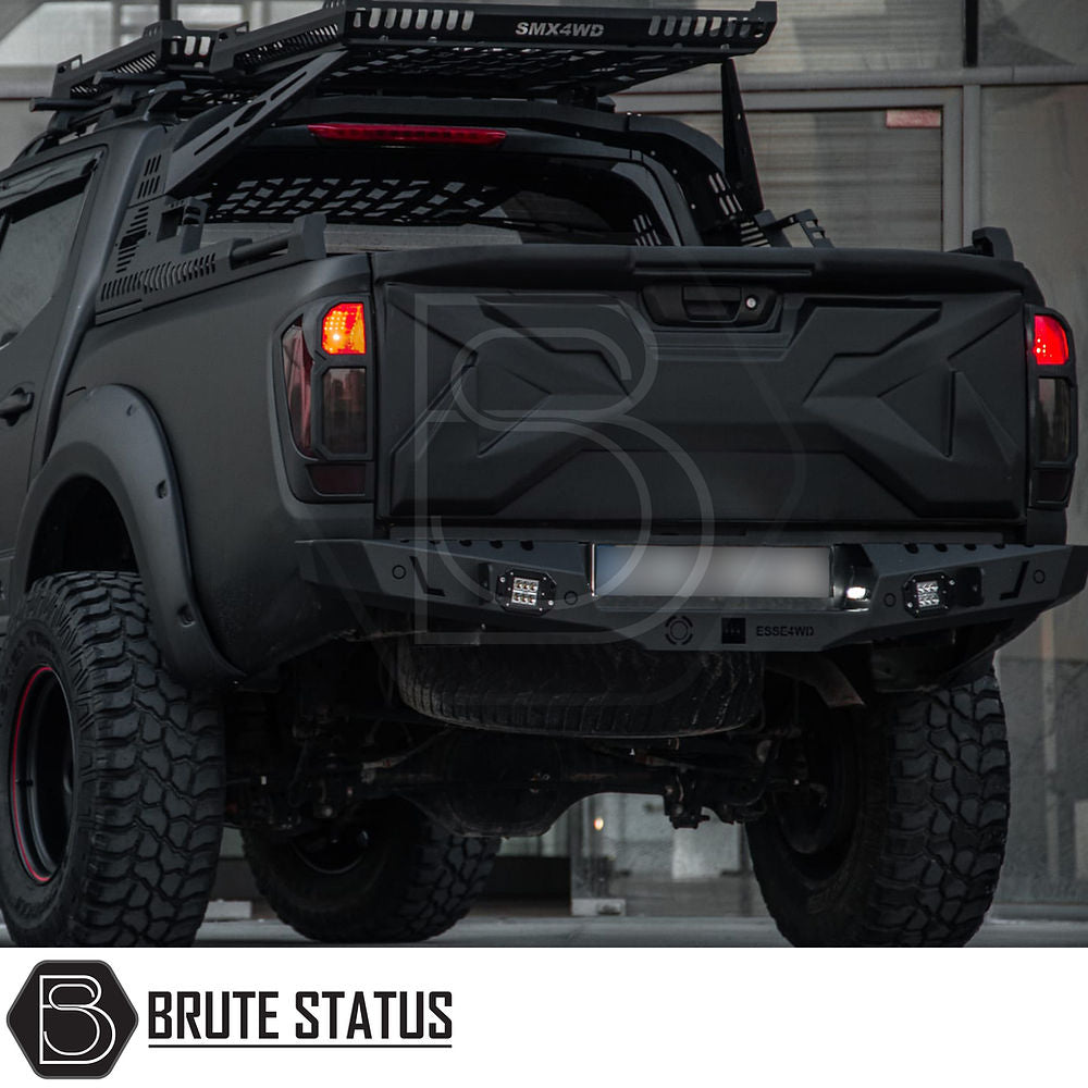 Nissan Navara NP300 2015-2022 Tailgate Cladding Cover, matte black, enhances truck protection with durable ABS plastic, offering seamless fitment and UV resistance.