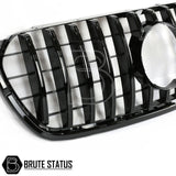 Mercedes X-Class AMG Panamerica Style Front Grille, all black, featuring sleek design with hexagonal pattern, ready for easy installation without drilling.