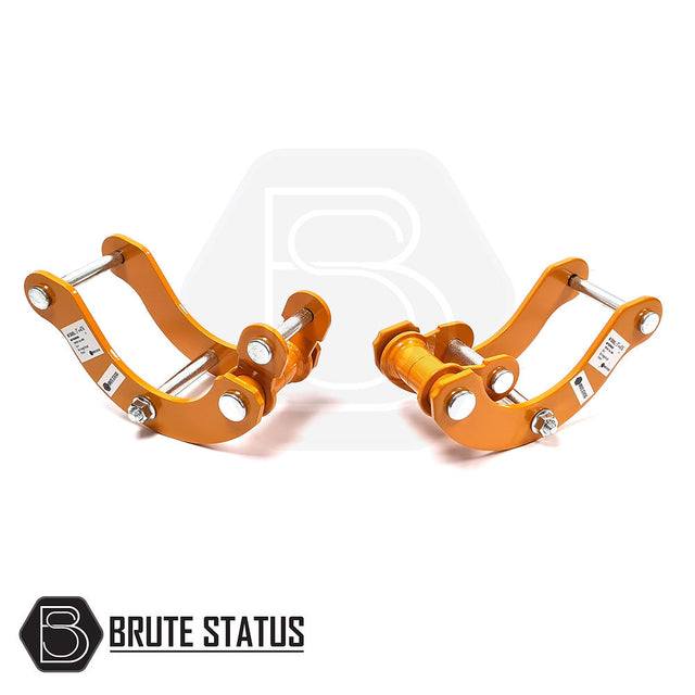 Isuzu D-Max 2012-2021 2 Rear Suspension Body Lift Shackles, designed from heavy-duty steel, enhance truck elevation and durability with greaseable chrome moly pins.