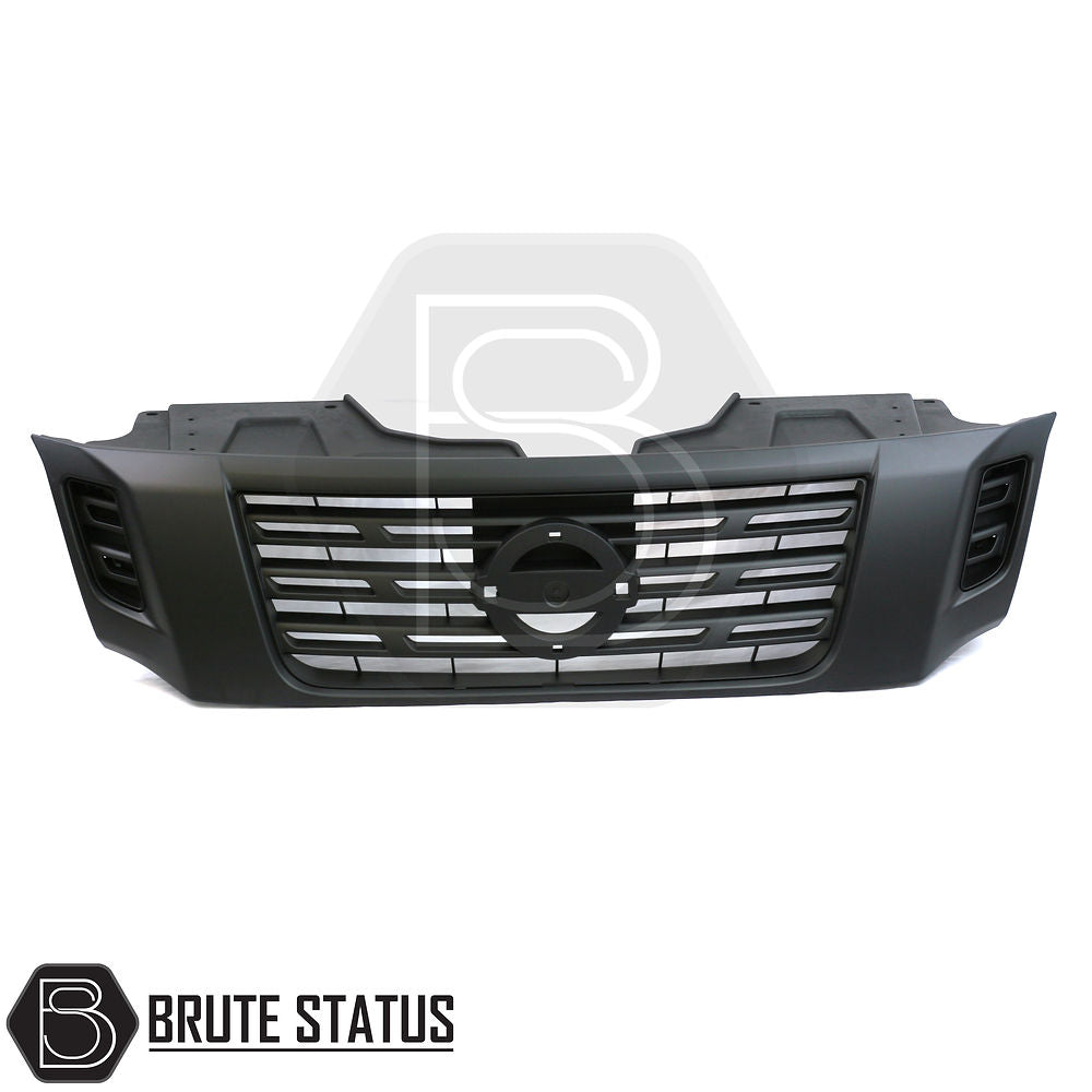 Nissan Navara NP300 2015-2022 Front Grille in matte black, featuring a sleek design for easy installation without drilling.