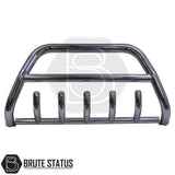 Nissan Navara D40 2006-2010 A-Bar (Nudge Bar) Polished, featuring five hooks, made from high-quality T304 stainless steel, enhances truck appearance and provides bumper protection.