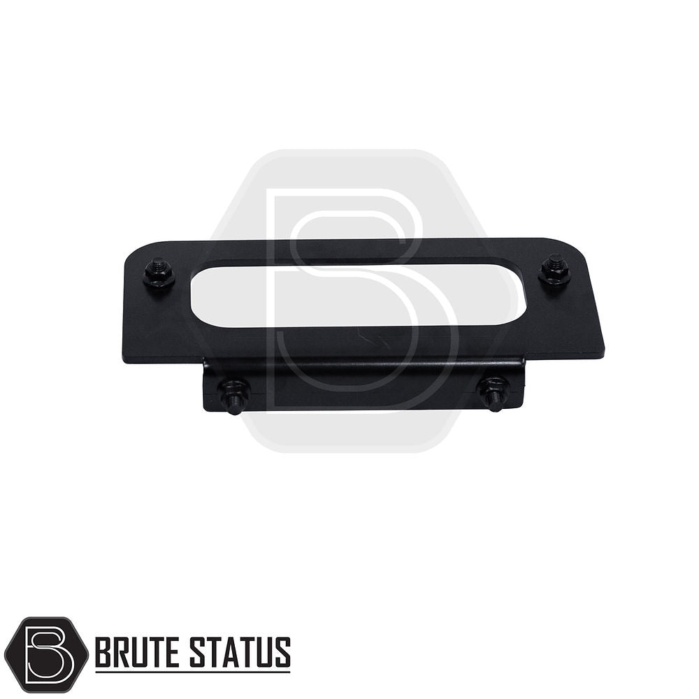 Isuzu D-Max 2012-2022 Front Bumper Winch Bracket, black metal with screws, TÜV certified, compatible with stock bumpers, enhancing truck utility.