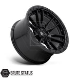 Fuel Rebel Wheels in Matte Black featuring black rim and spokes, available in sizes 18x9 or 20x9, perfect for customizing pick-up trucks.