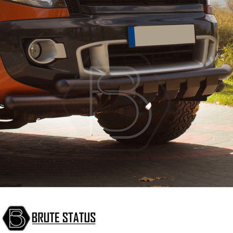 Volkswagen Amarok 2023+ City Bar (Matt Black) installed on a truck front, enhancing appearance and protecting the bumper with durable, high-quality stainless steel construction.