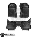 Ford Ranger 2015-2022 Front and Rear Tailored Tray Floor Mats, molded for footwell fit, featuring durable, non-slip design to protect interior from dirt and spills.