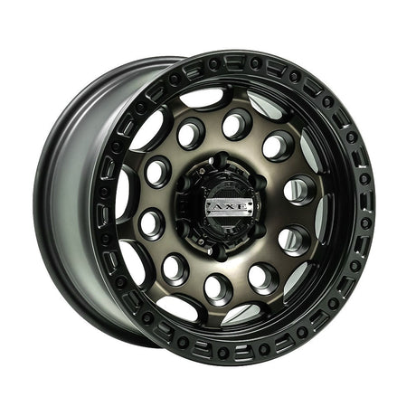 AXE Wheels AT4, a black and silver rim, designed for pick-up trucks, enhancing individuality. Available in Satin Black with specific size and offset options.