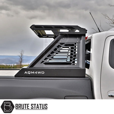 Mitsubishi L200 Series 5 2015-2019 M10 Roll Bar installed on truck, showcasing its heavy-duty steel construction and sleek matte black finish.