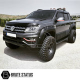 VW Amarok 2010-2017 Heavy Duty S30 Steel Side Steps With LEDs, showcasing a durable, matt black finish and robust design, ideal for enhanced vehicle protection.