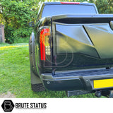 Nissan Navara NP300 2015-2022 LED Tail Lights installed on a black truck, showcasing sleek design and aftermarket enhancements for a stylish, individual look.