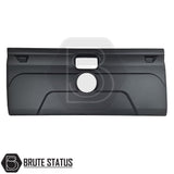 Volkswagen Amarok 2010-2022 Tailgate Cladding Cover in matte black, made from durable ABS plastic, featuring a precise fit with a hole for functional access.